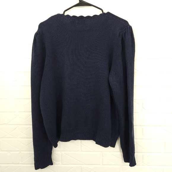 Vintage Huntington Ridge Floral Embroidered Button Up Cardigan Navy Cottagecore - Picture 7 of 7